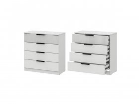 Комод 4 ящика (ЛДСП/МДФ) Эккервуд (белый) в Кысыл-Сыре - kysyl-syr.mebel-nsk.ru | фото
