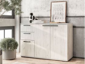 Комод Стандарт-3 NEW (дуб крафт белый) в Кысыл-Сыре - kysyl-syr.mebel-nsk.ru | фото