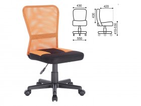 Кресло компактное BRABIX Smart MG-313, без подлокотников, комбинированное, черное/оранжевое в Кысыл-Сыре - kysyl-syr.mebel-nsk.ru | фото