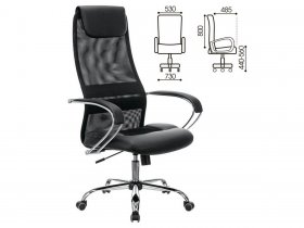 Кресло офисное BRABIX PREMIUM Stalker EX-608 CH, хром, ткань-сетка/кожзам, черное в Кысыл-Сыре - kysyl-syr.mebel-nsk.ru | фото