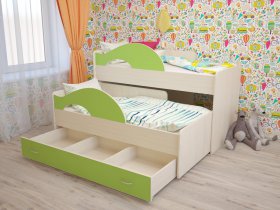 Кровать детская двухуровневая Радуга 80*160 в Кысыл-Сыре - kysyl-syr.mebel-nsk.ru | фото