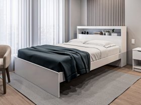 Кровать двуспальная 1,6м Бруклин СБ-3356 (белый) в Кысыл-Сыре - kysyl-syr.mebel-nsk.ru | фото