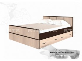 Кровать двуспальная с ящиками 1,4м Сакура (BTS) в Кысыл-Сыре - kysyl-syr.mebel-nsk.ru | фото