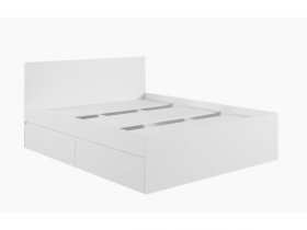 Кровать двуспальная с ящиками 1,6м Мадера-М1600 (белый) в Кысыл-Сыре - kysyl-syr.mebel-nsk.ru | фото