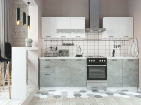 Кухонный гарнитур Дуся 2,0 м (белый глянец/цемент) в Кысыл-Сыре - kysyl-syr.mebel-nsk.ru | фото