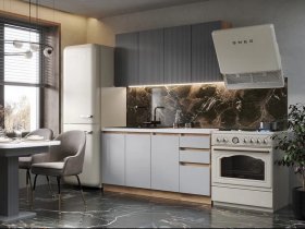 Кухонный гарнитур Ника 1,6 м (графит/серый софт) в Кысыл-Сыре - kysyl-syr.mebel-nsk.ru | фото