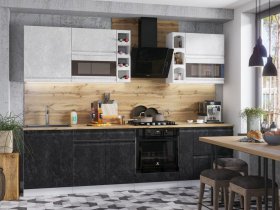 Модульная кухня Бруклин (белый/черный бетон) в Кысыл-Сыре - kysyl-syr.mebel-nsk.ru | фото