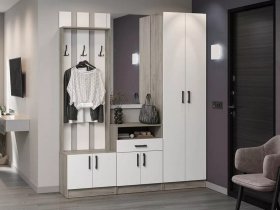 Модульная прихожая Вега (дуб крафт серый/белый) в Кысыл-Сыре - kysyl-syr.mebel-nsk.ru | фото