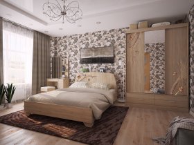 Модульная спальня Виктория-1 (дуб сонома) в Кысыл-Сыре - kysyl-syr.mebel-nsk.ru | фото