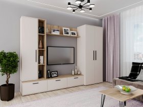 Модульная стенка Верона (сатин/дуб крафт серый) в Кысыл-Сыре - kysyl-syr.mebel-nsk.ru | фото
