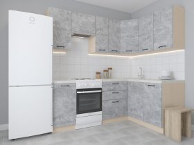 Модульная угловая кухня 1,4м*2,1м Лада (цемент) в Кысыл-Сыре - kysyl-syr.mebel-nsk.ru | фото