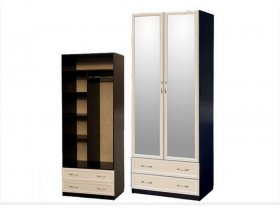 Шкаф двухстворчатый с ящиками с 2-мя зеркалами  (профиль МДФ) в Кысыл-Сыре - kysyl-syr.mebel-nsk.ru | фото