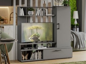 Стенка «Сиена» (графит серый) в Кысыл-Сыре - kysyl-syr.mebel-nsk.ru | фото