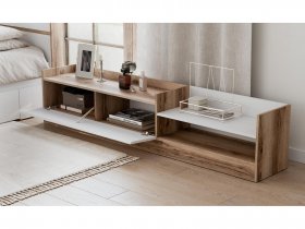 Тумба под ТВ Брауни (дуб делано/белый) в Кысыл-Сыре - kysyl-syr.mebel-nsk.ru | фото